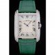 Cartier Tank Anglaise 36mm White Dial Diamonds Steel Case Green Leather Bracelet