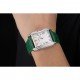 Cartier Tank Anglaise 36mm White Dial Diamonds Steel Case Green Leather Bracelet