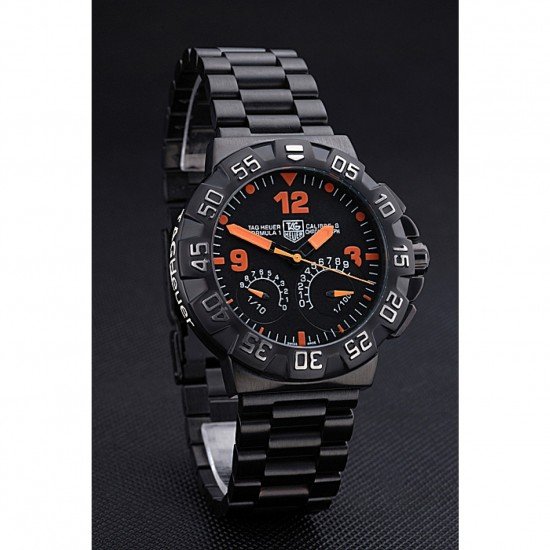 Tag Heuer Formula One Calibre S Black Dial Orange Numerals Ion Plated Steinless Steel Bracelet 622300