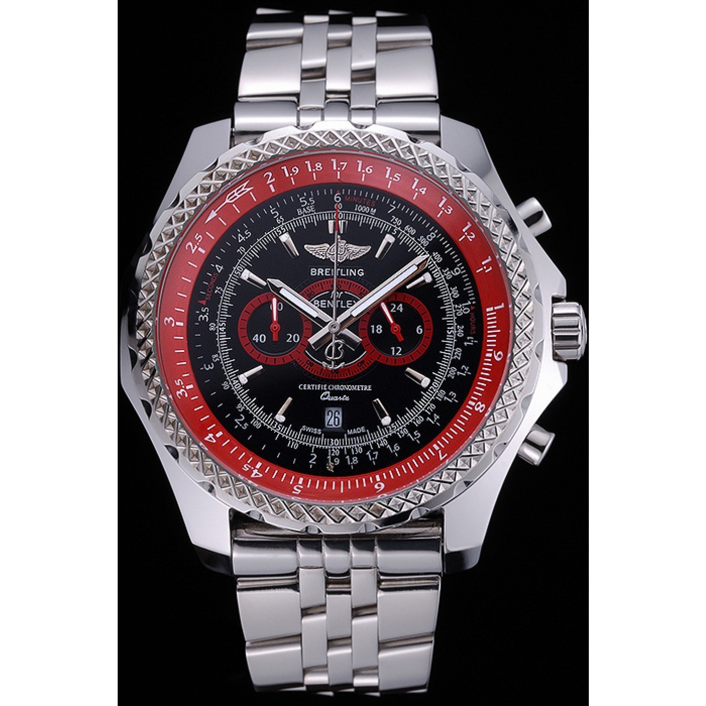 Breilting Bentley Supersports Black And Red Dial Stainless Steel Bracelet 622521