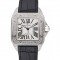 Swiss Cartier Santos Dumont Diamond Case White Dial Roman Numerals Black Leather Bracelet 622652