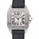 Swiss Cartier Santos Dumont Diamond Case White Dial Roman Numerals Black Leather Bracelet 622652