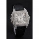 Swiss Cartier Santos Dumont Diamond Case White Dial Roman Numerals Black Leather Bracelet 622652
