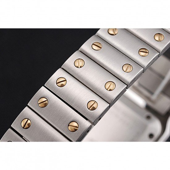 Swiss Cartier Santos De Cartier Galbeee Yellow Gold and Steel Case Steel Bracelet Small 622644