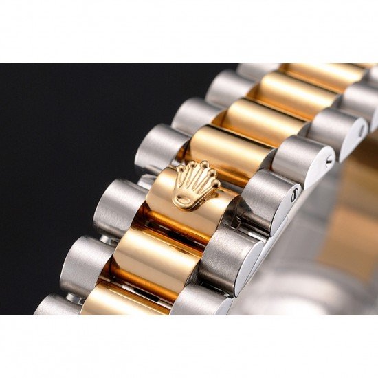 Swiss Rolex Datejust Gold Dial Gold Bezel Stainless Steel Case Two Tone Bracelet
