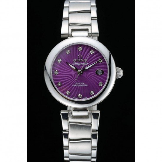 Omega Ladymatic Purple Dial Stainless Steel Bracelet 622459