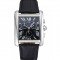 Cartier Tank MC Black Dial Stainless Steel Case Black Leather Bracelet 622690