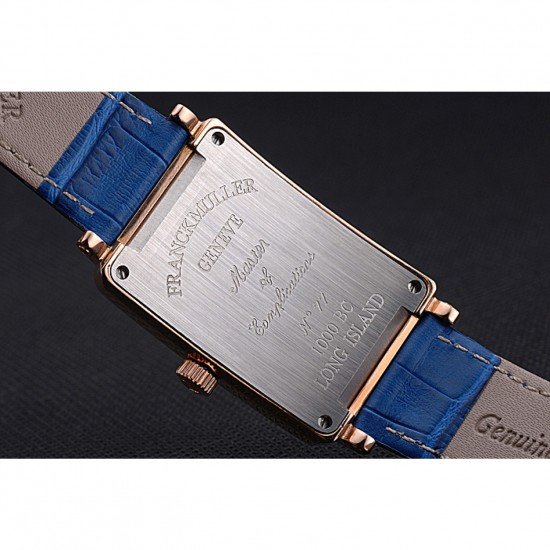 Franck Muller Long Island Classic White Dial Diamonds Case Blue Leather Band 622376