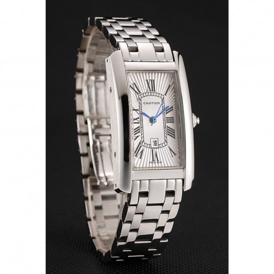 Cartier Tank Americaine 21mm White Dial Stainless Steel Case And Bracelet