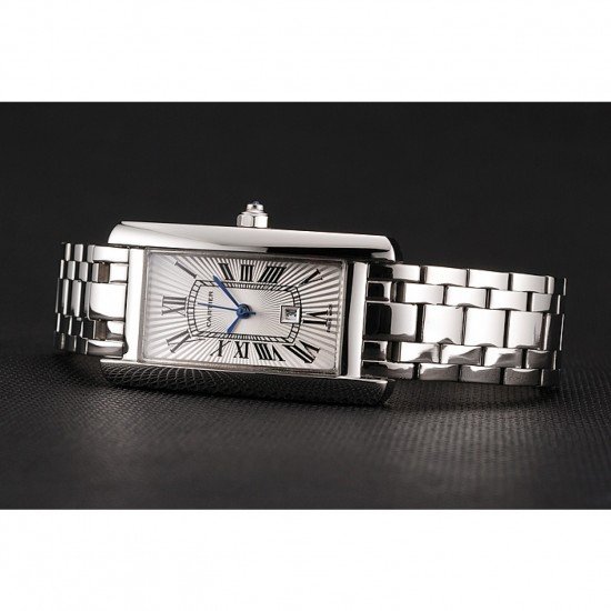 Cartier Tank Americaine 21mm White Dial Stainless Steel Case And Bracelet