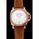 Panerai Radiomir White Dial Diamond Bezel Rose Gold Case Brown Suede Leather Strap 1453799