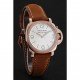 Panerai Radiomir White Dial Diamond Bezel Rose Gold Case Brown Suede Leather Strap 1453799