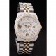 Rolex DateJust Brushed Stainless Steel Case Silver Flowers Dial Diamonds Plated