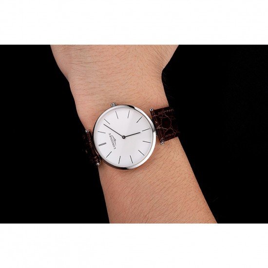 Swiss Longines Grande Classique White Dial Stainless Steel Case Brown Leather Strap