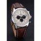Breitling Transocean Chronograph White Dial Stainless Steel Case Brown Leather Bracelet 622243