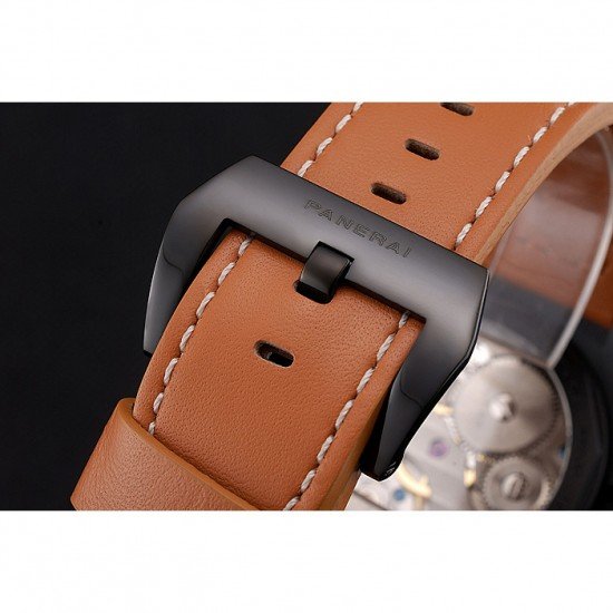 Panerai Luminor Ion Plated Stainless Steel Bezel Orange Leather Bracelet 622309