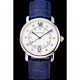 Cartier Ronde Solo White Dial Diamond Hour Marks Stainless Steel Case Blue Leather Strap