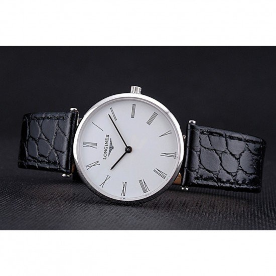 Longines La Grande Classique White Dial Black Leather Band Homme 622127