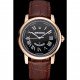 Swiss Cartier Rotonde Annual Calendar Black Dial Rose Gold Case Brown Leather Strap