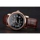 Swiss Cartier Rotonde Annual Calendar Black Dial Rose Gold Case Brown Leather Strap