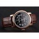 Swiss Cartier Rotonde Annual Calendar Black Dial Rose Gold Case Brown Leather Strap