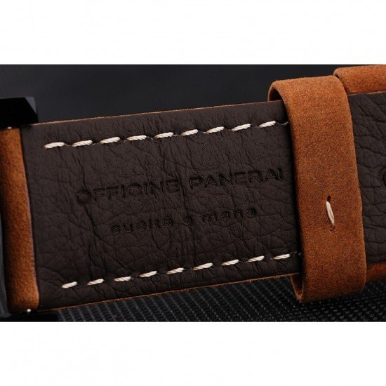 Swiss Panerai Luminor 1950 Brown Dial Black PVD Case Brown Suede Leather Strap 1453848