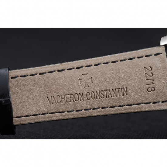 Vacheron Constantin Tourbillion Power Reserve Black Dial Silver Case Black Leather Bracelet 1454273