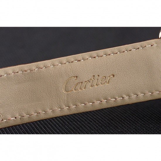 Cartier Ronde Solo Brown Dial Diamond Hour Marks And Bezel Rose Gold Case Brown Leather Strap
