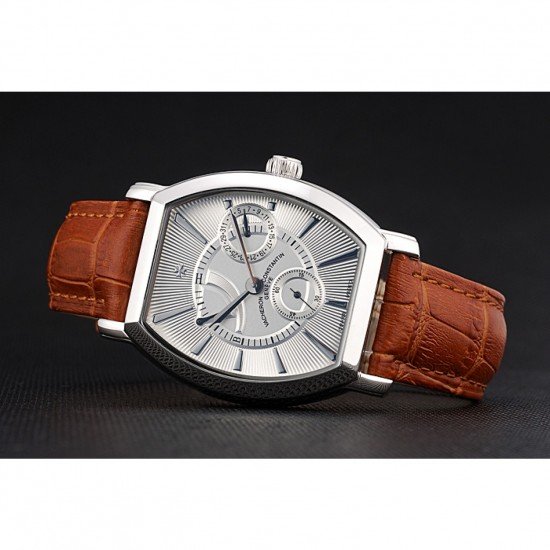 Vacheron Constantin Malte White Dial Stainless Steel Case Brown Leather Bracelet