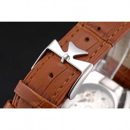 Vacheron Constantin Malte White Dial Stainless Steel Case Brown Leather Bracelet