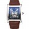 Cartier Tank Black And White Dial Stainless Steel Case Brown Leather Strap 622763