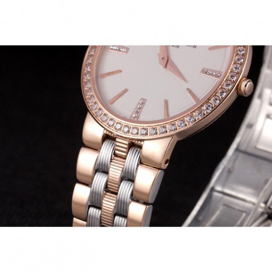 Vacheron Constantin Patrimony Traditionnelle White Dial Rose Gold Diamond Case Two Tone Bracelet