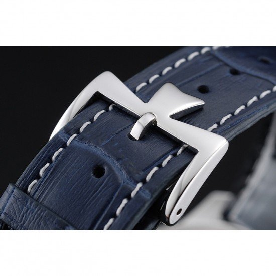 Swiss Vacheron Constantin Patrimony Grey Dial Silver Case Blue Leather Bracelet 1454159