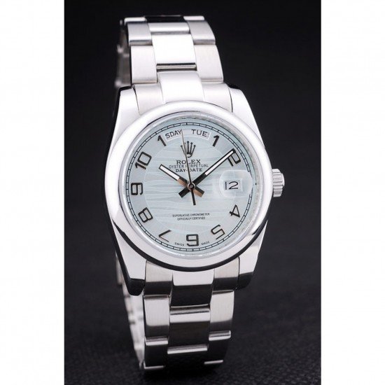 Rolex DayDate Polished Silver Bezel White Dial 7470