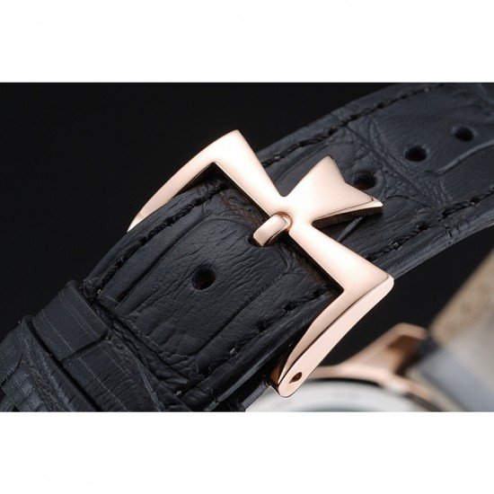 Vacheron Constantin Patrimony Power Reserve Black Dial Gold Diamond Case Black Leather Bracelet 1454269