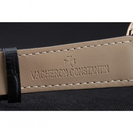 Vacheron Constantin Patrimony Power Reserve Black Dial Gold Diamond Case Black Leather Bracelet 1454269