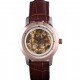 Vacheron Constantin White Skeleton Watch with Rose Gold Bezel and Brown Leather Strap 621539