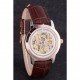 Vacheron Constantin White Skeleton Watch with Rose Gold Bezel and Brown Leather Strap 621539