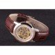 Vacheron Constantin White Skeleton Watch with Rose Gold Bezel and Brown Leather Strap 621539