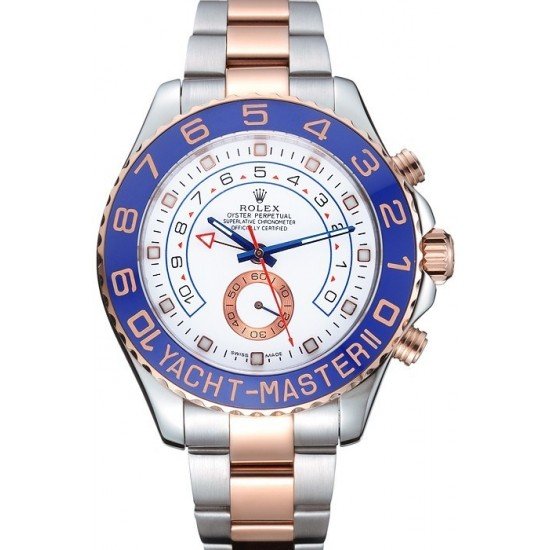 Rolex Yacht-Master II White Dial Blue Bezel Stainless Steel and Rose Gold Bracelet 622270