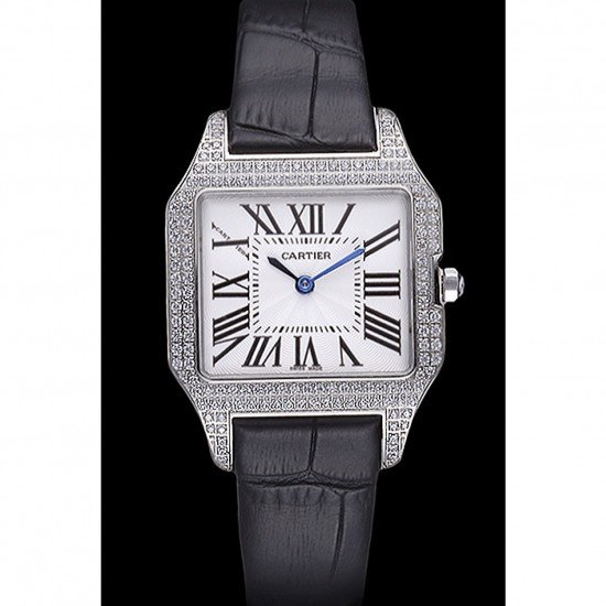 Cartier Santos 100 Diamond Silver Bezel 621909