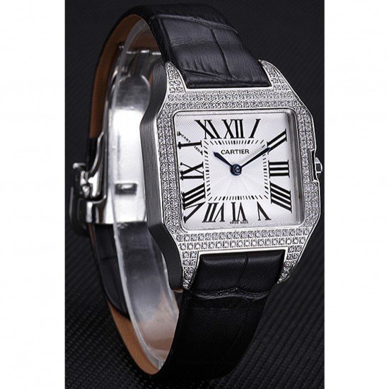 Cartier Santos 100 Diamond Silver Bezel 621909