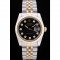 Rolex Datejust Black Dial Diamonds Ribbed Bezel 7453