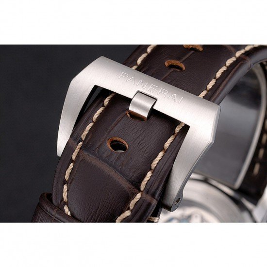 Swiss Panerai Radiomir 1940 Chronograph White Dial Stainless Steel Case Brown Leather Strap