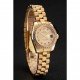 Swiss Rolex Lady-Datejust Champagne Dial Diamond Bezel Gold Bracelet 1454095
