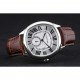 Cartier Drive De Cartier White Dial Silver Case Brown Leather Bracelet 1454210
