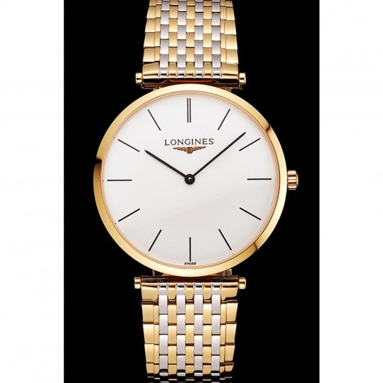 Swiss Longines Grande Classique White Dial Gold Case Two Tone Bracelet