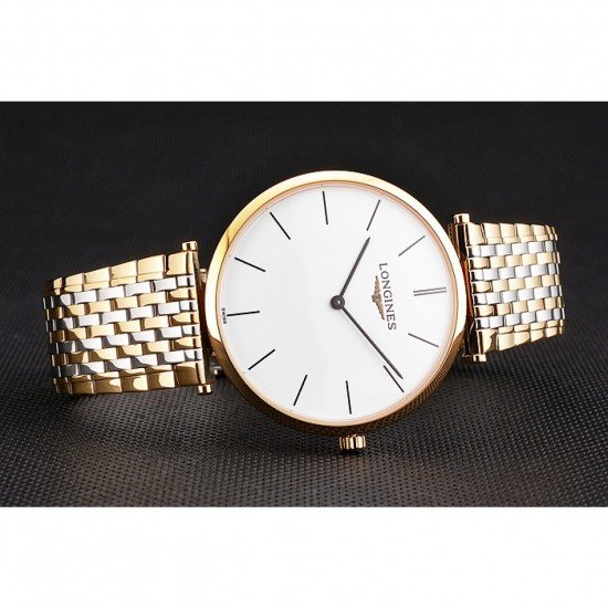 Swiss Longines Grande Classique White Dial Gold Case Two Tone Bracelet