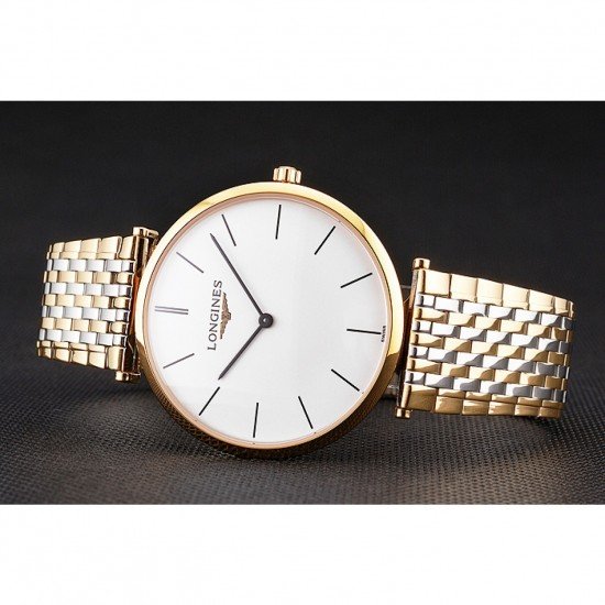 Swiss Longines Grande Classique White Dial Gold Case Two Tone Bracelet