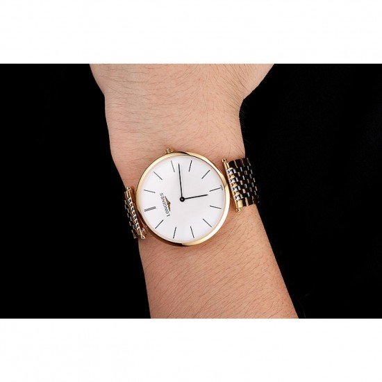 Swiss Longines Grande Classique White Dial Gold Case Two Tone Bracelet